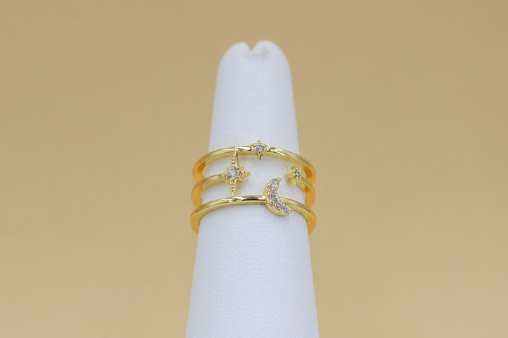 18K Gold Triple Celestial Ring