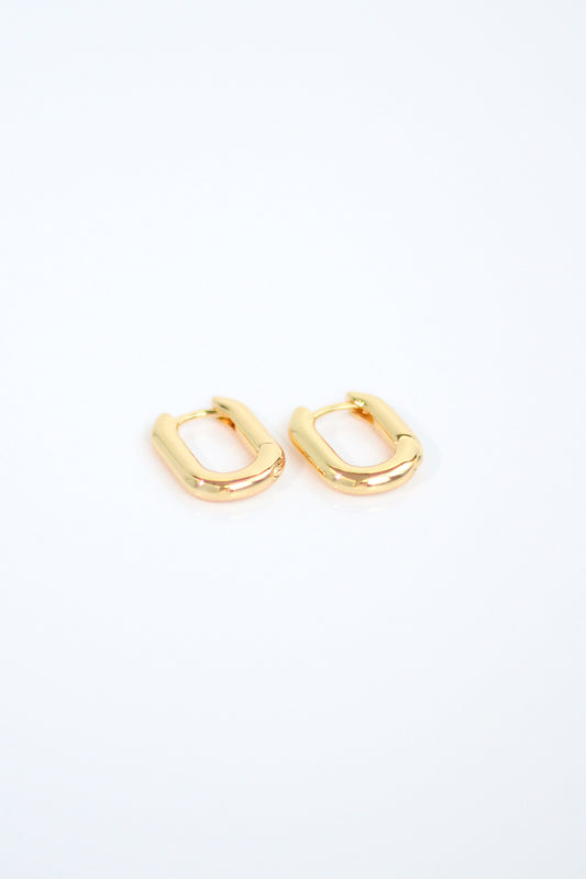 Small U Hoop Huggie Earrings. 18K Gold plated. From KADOU Boutique.