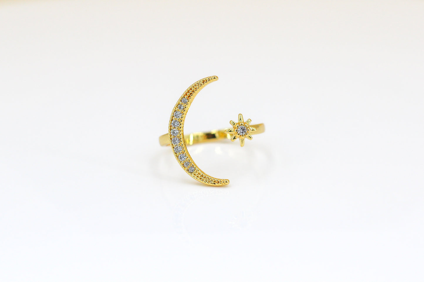 Pave Moon & North Star Ring