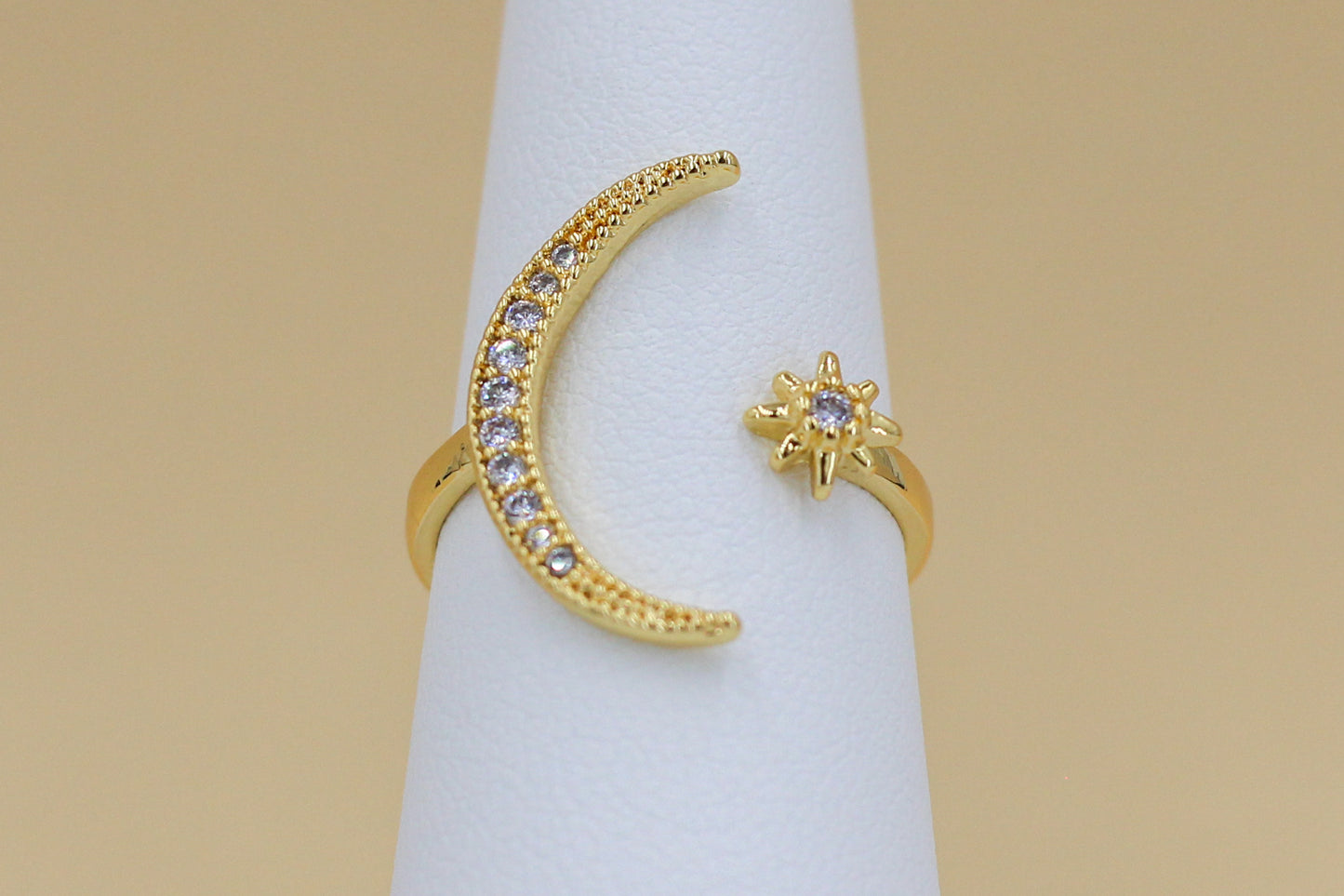 Pave Moon & North Star Ring