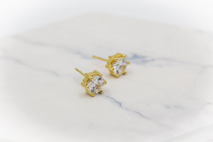 Gold Plated Cubic Zirconia Stud Earring