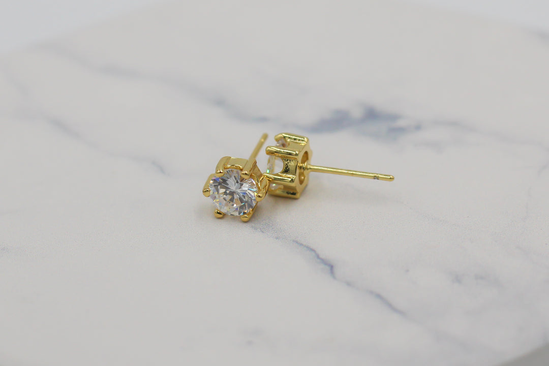 Gold Plated Cubic Zirconia Stud Earring