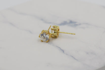 Gold Plated Cubic Zirconia Stud Earring