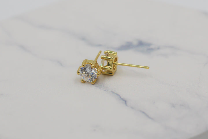 Gold Plated Cubic Zirconia Stud Earring