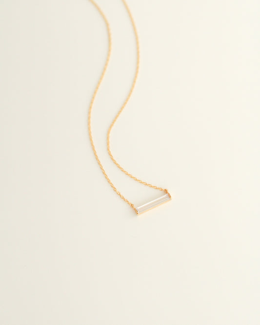 Single CZ Baguette Festoon Necklace