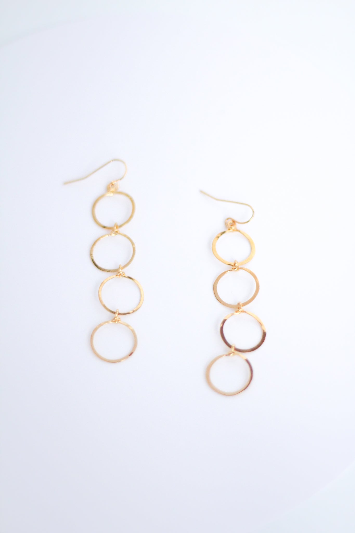 Hammered Small Circle Drop Earrings.