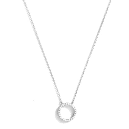 Delicate Pave Open Circle Gold - Cubic Zirconia Encircled Necklace