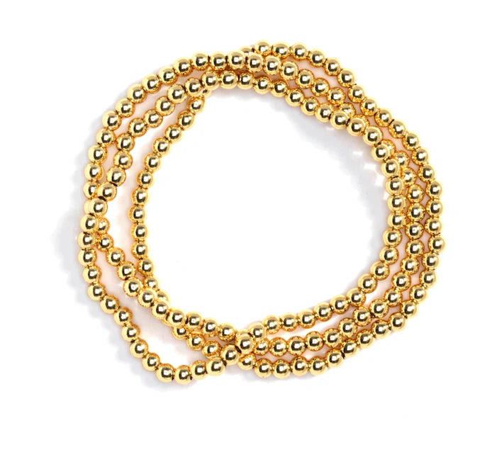 Gold Beaded Stretch Bracelet - Set of 3
