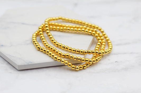 Gold Beaded Stretch Bracelet - Set of 3