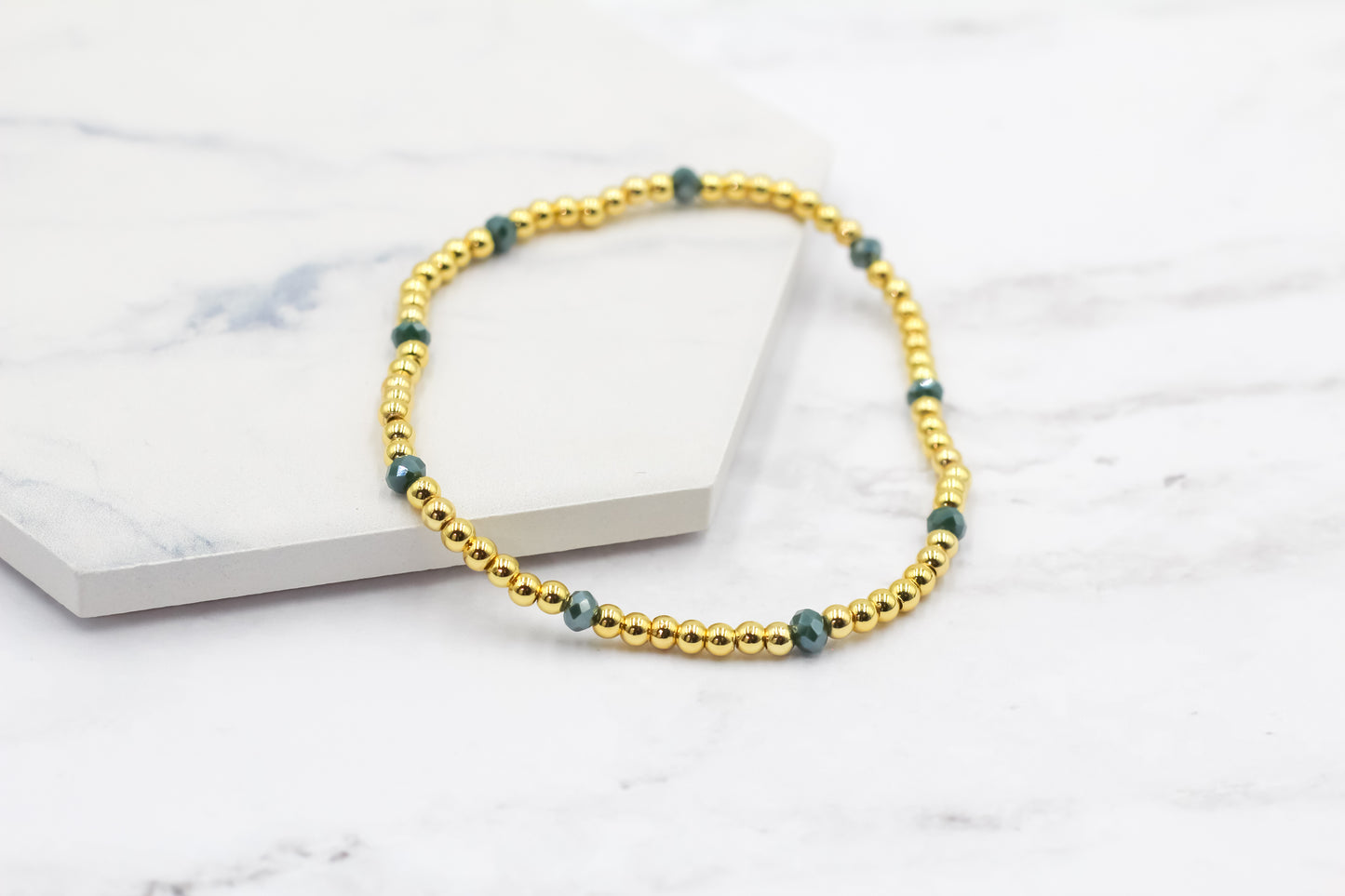 Ocean Inspired Gold Beaded Stretch Bracelets - Set of 4