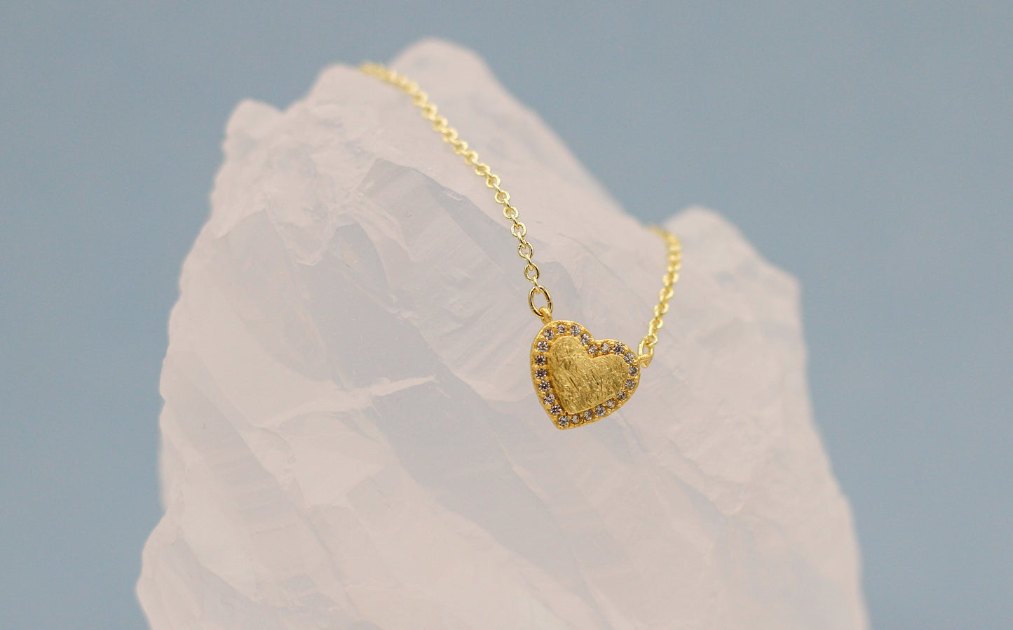Etched Heart Pave Necklace