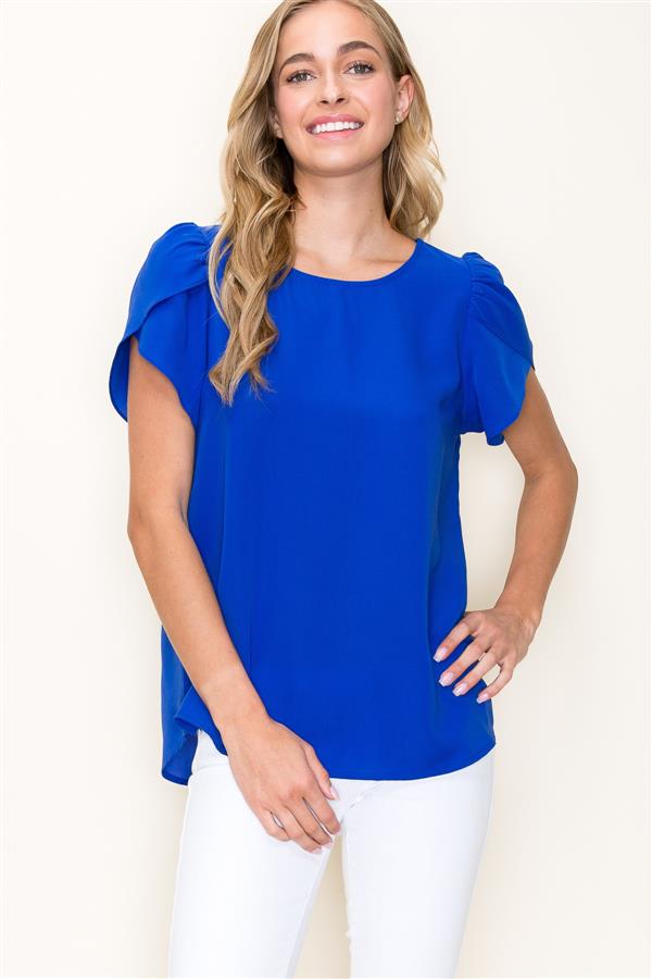 Tulip Sleeve Top in cobalt color from Kadou Boutique.