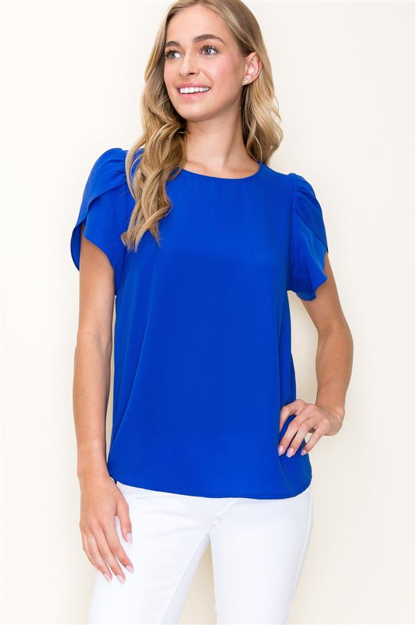 Tulip Sleeve Top in cobalt color from Kadou Boutique.