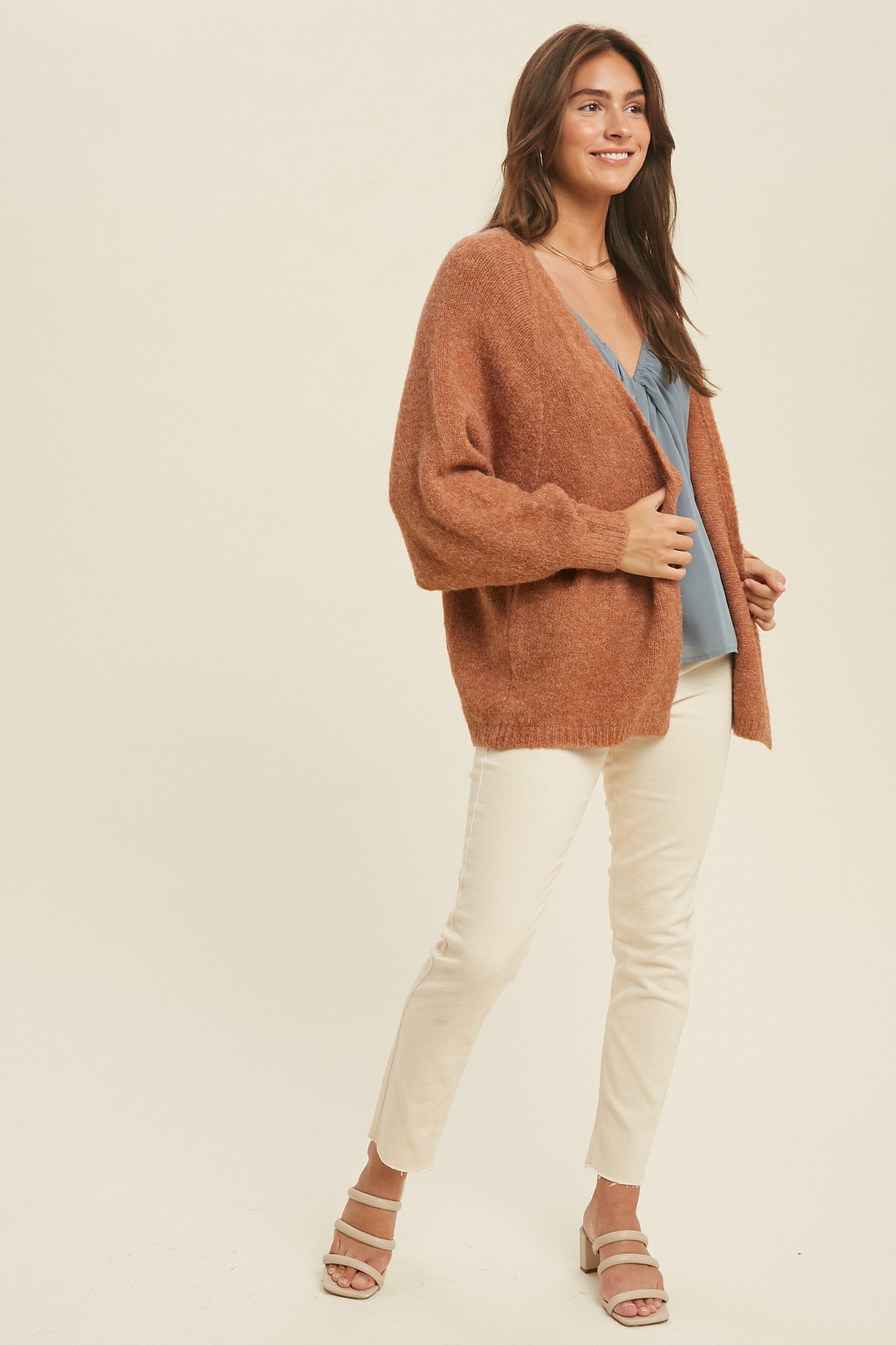 Brushed Knit Open Front Cardigan by Wishlist.