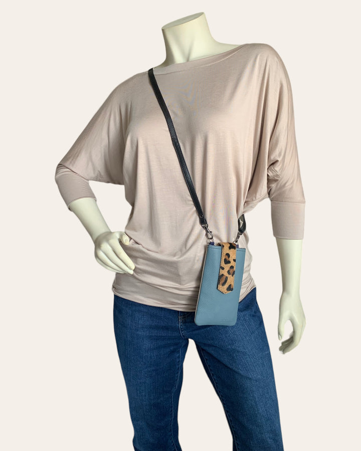 ZOE Leather Phone Crossbody with Print